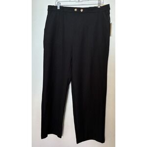 Michael Kors Women's Flat Front Straight Leg Ankle Pull On High-Rise Pants Black